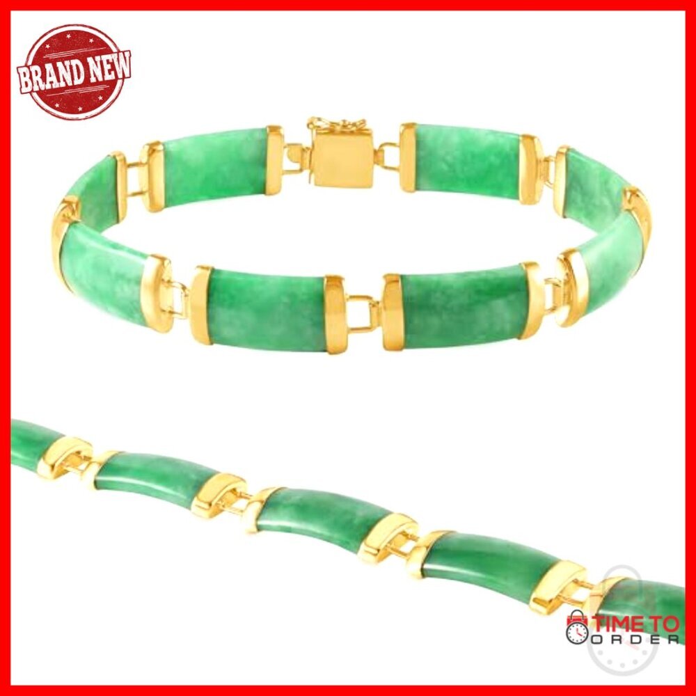 Sterling Silver Jade Link Bracelet Elegant Classic Minimal Chic Jewelry Gift - Picture 4 of 7